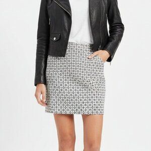 J Crew White & Black Print Mini Skirt NEW 0